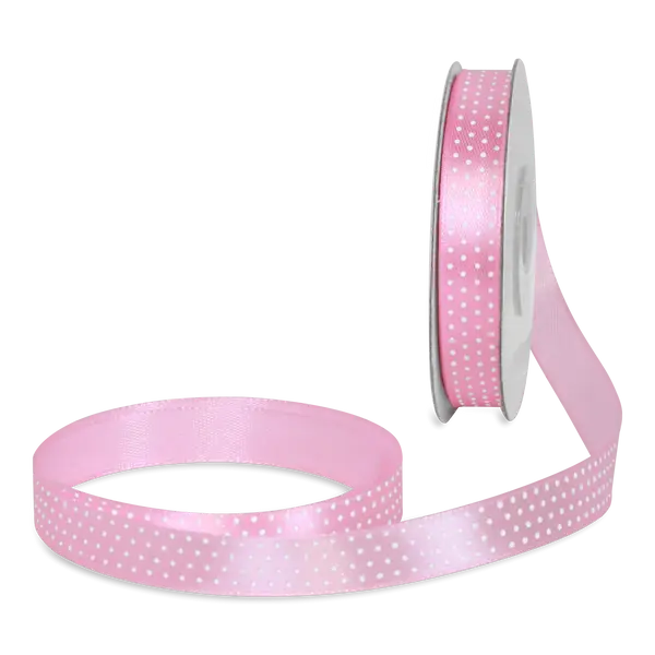 Ruban En Satin Pois Rose Pâle 12mm - SkyLantern.fr