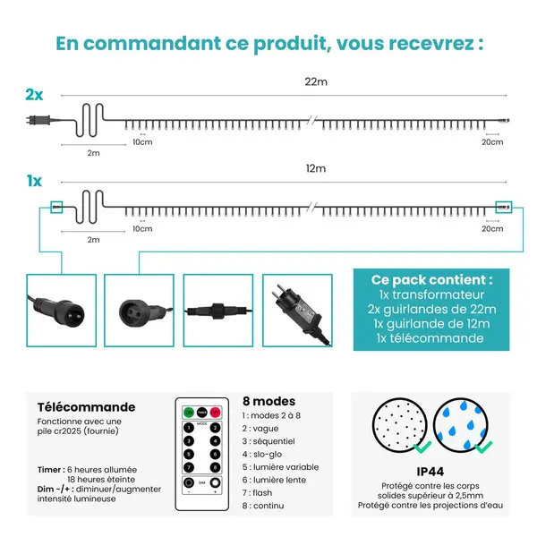 Guirlande Lumineuse Multicolore 56M Câble Noir - SkyLantern.fr