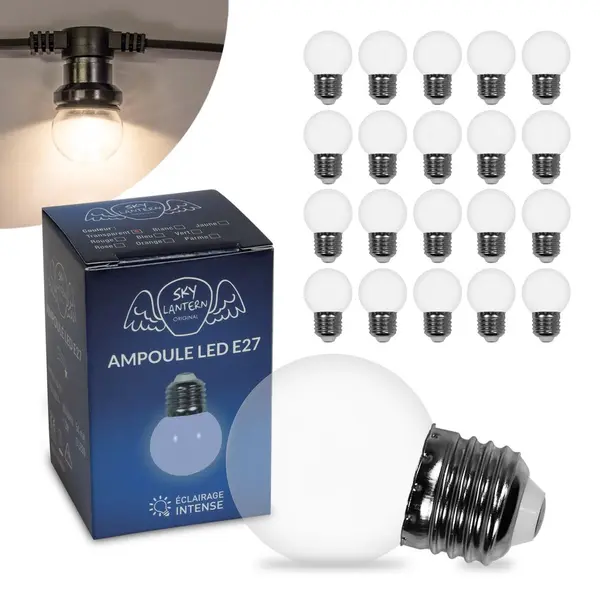 Lot 20 ampoules pour guirlandes guinguettes led e27 pas cher