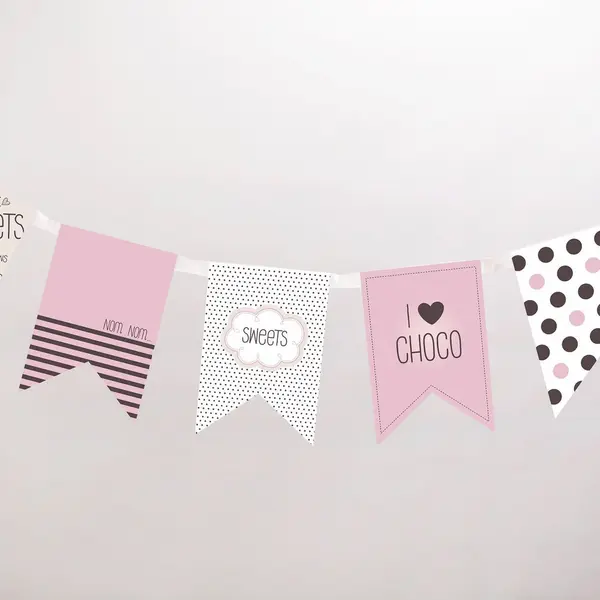 Guirlande Fanion Carton Sweets Rose Pastel - SkyLantern.fr