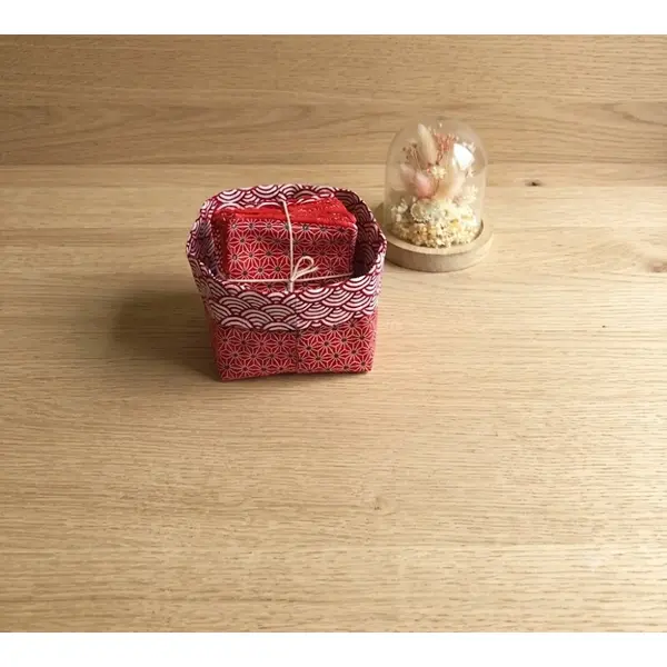 10 lingettes en coton et éponge de bambou + son panier de rangement