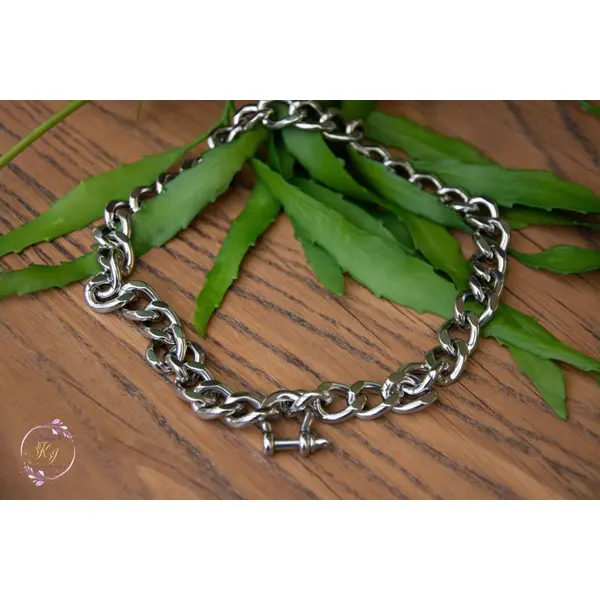 Collier "ancre" code : destock50 acier 316l 56 cm bijoux femme assembler mains (a875)