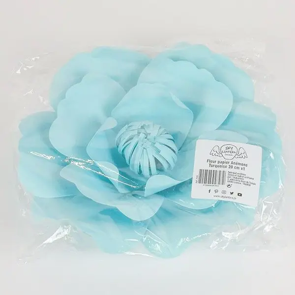 Fleur En Papier Anémone Turquoise 20 cm - SkyLantern.fr