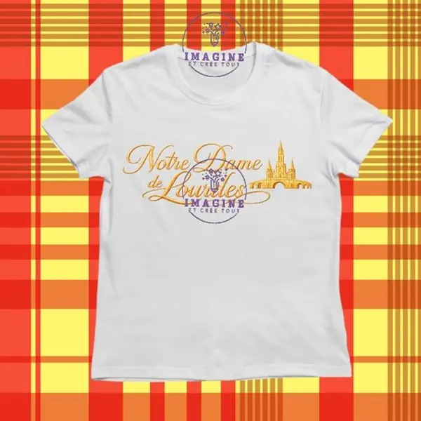 T-shirt personnalisé pour jeunes - col rond - sublimation - vierge - lourdes - basilique - grotte - eau