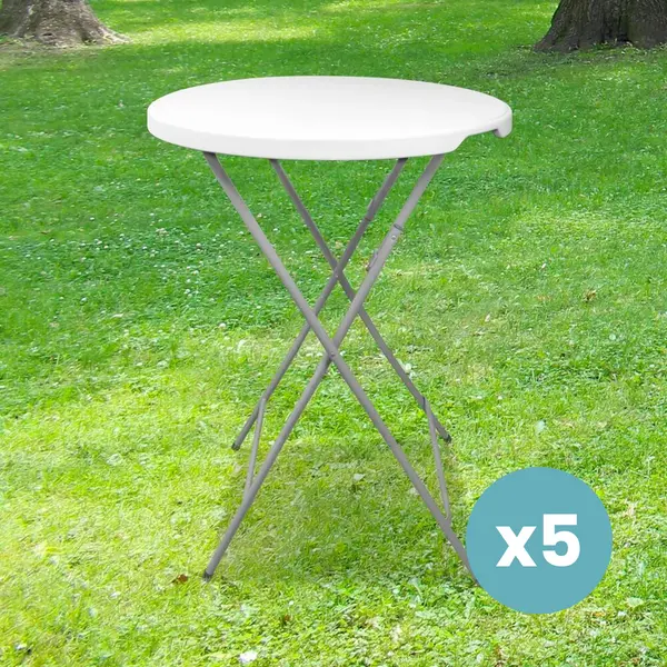 Lot de 5 Tables Hautes Mange Debout Pliante H.110cm x D.80cm