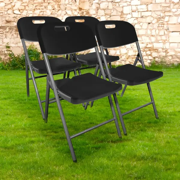 Lot 4 Chaises Pliables Noires 44x46x50 cm - SkyLantern.fr