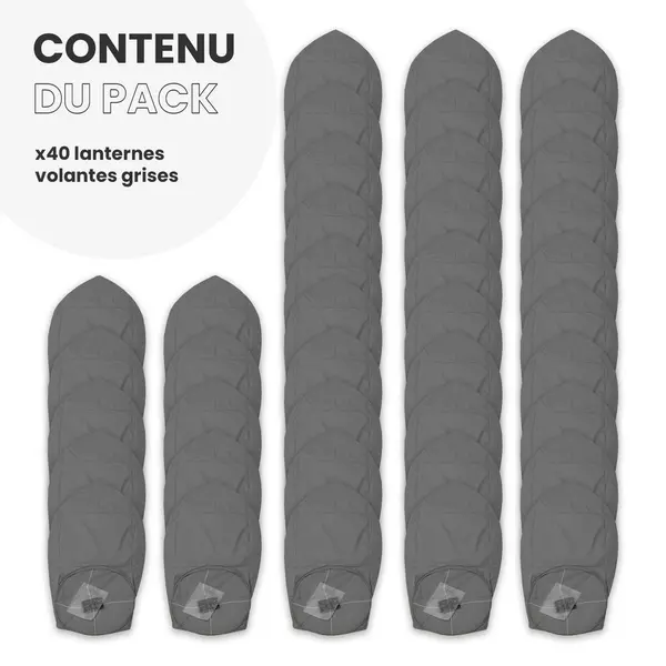 Pack Lanternes Asiatiques Gris X40 - Skylantern.Fr
