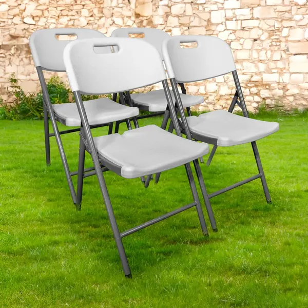 Lot 4 Chaises Pliables Blanches 44x46x47 cm - SkyLantern.fr