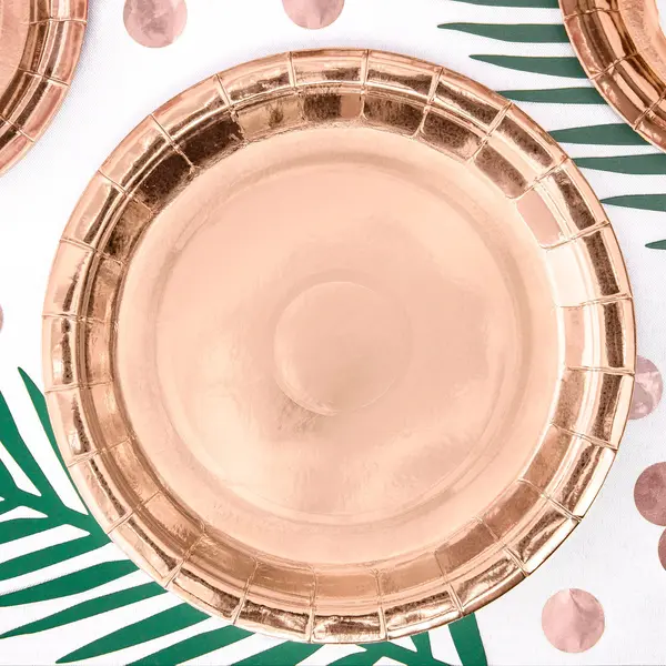 Assiette Ronde Carton Rose gold x6 - SkyLantern.fr