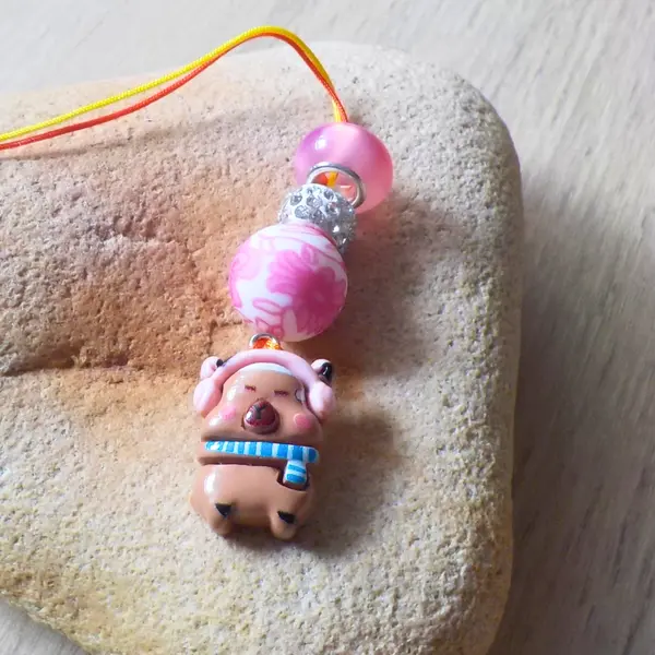 Breloque de portable charms de téléphone capybara accessoire pour smartphone capibara kawaii fait main