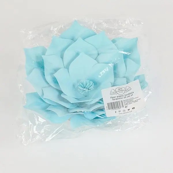 Fleur En Papier Gardénia Turquoise 20 cm - SkyLantern.fr