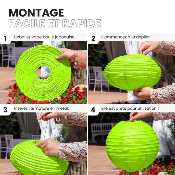 Boule De Papier Deco Vert 40 Cm - Skylantern.Fr
