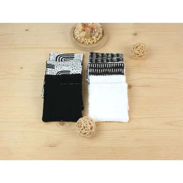10 lingettes en coton et éponge de bambou + son panier de rangement