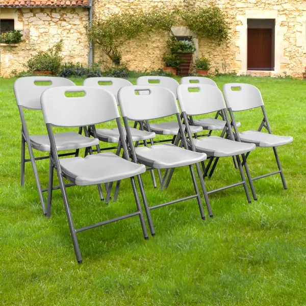 Lot 8 Chaises Pliables Blanches 44x46x47 cm - SkyLantern.fr