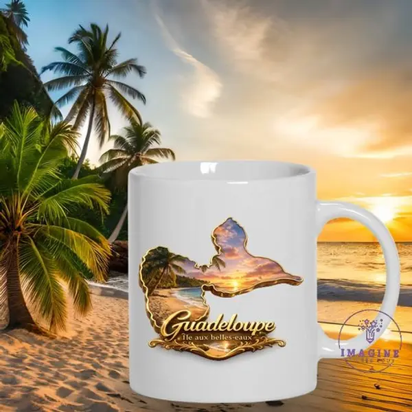 Mug - tasse - sublimation - impression infusible ink - carte - guadeloupe - 971 - île aux belles eaux
