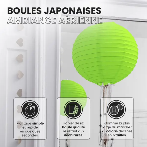 Boule De Papier Deco Vert 40 Cm - Skylantern.Fr