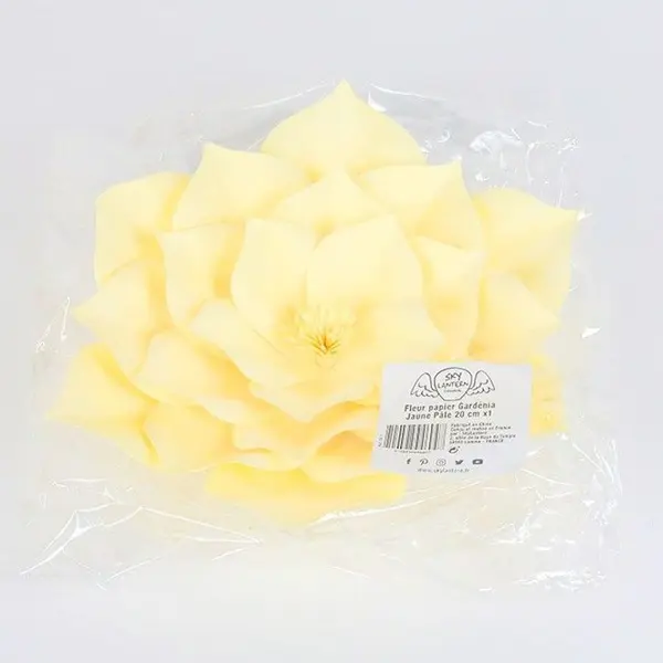 Fleur En Papier Gardénia Jaune Pâle 20 cm - SkyLantern.fr