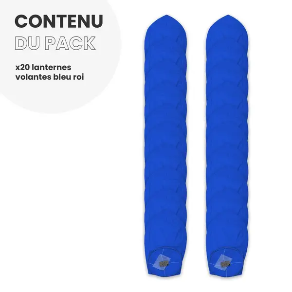 Pack Lanternes Chinoises Bleu Roi X20 - Skylantern.Fr