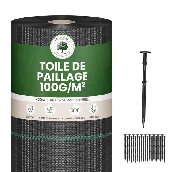 Toile de Paillage 100g et 100 Piquet Fixation - SkyLantern.fr