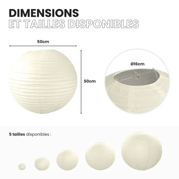 Lot de 12 Boules Japonaises Ivoire 50 cm - SkyLantern.fr