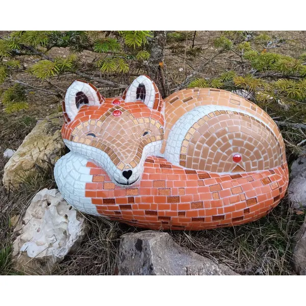 Renard en mosaïque -art contemporain- sculpture en mosaique