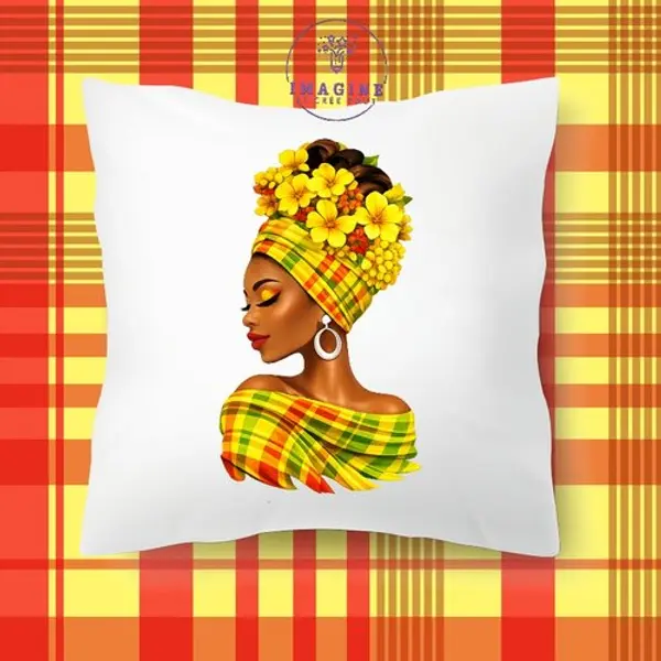 Taie personnalisée - lit - sommeil - sublimation - impression infusible ink - tête fleurie - silhouette - madras - femme