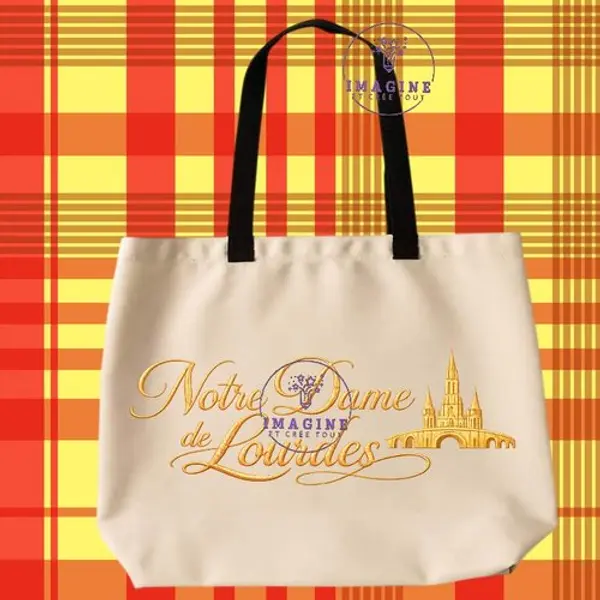 Tote bag taille l - sublimation - impression infusible ink - vierge - lourdes - basilique - grotte - eau
