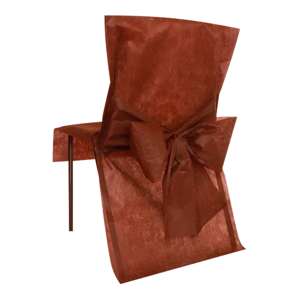 Housse de Chaise avec nœud Chocolat x10 - SkyLantern.fr