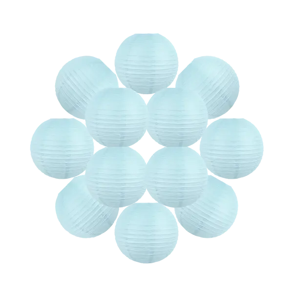 Lot de 12 Boule Papier 30cm Bleu Ciel - SkyLantern.fr