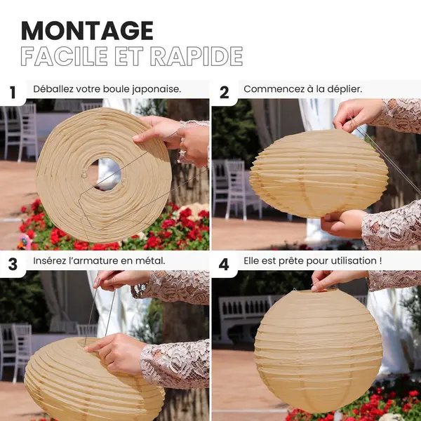 Lot de 12 Boules Japonaises Sable 50 cm - SkyLantern.fr