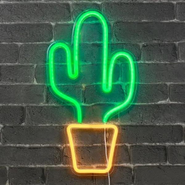 Lampe Neon Cactus Vert et Orange Pas Cher - SkyLantern