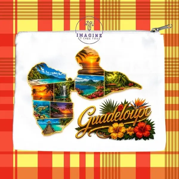 Trousse l - maquillage - sublimation - impression infusible ink - guadeloupe - paysages tropicaux - 971