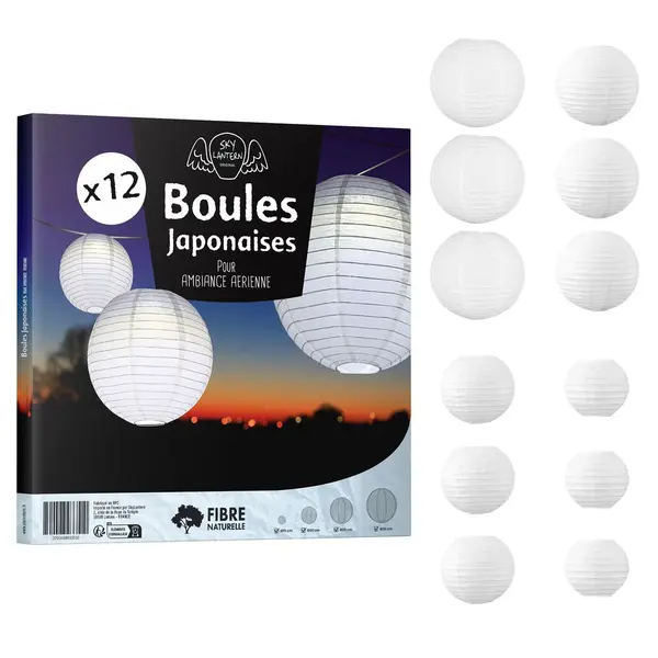 Lot de 12 Boules Japonaises 15/20/25/30cm - SkyLantern.fr