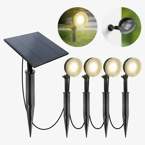 Spot LED Extérieur x4 avec panneau solaire inclus