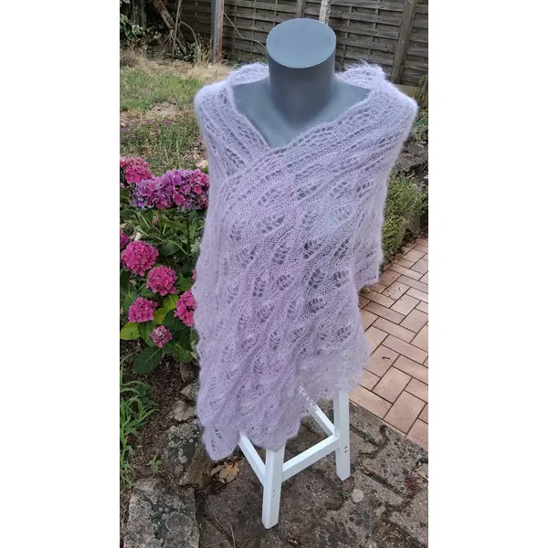 Etole soie et mohair brume violette tricotee mains