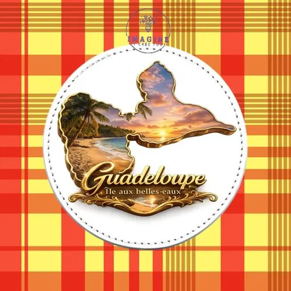 Sous verre en cuir - sublimation - impression infusible ink - carte - guadeloupe - 971 - île aux belles eaux