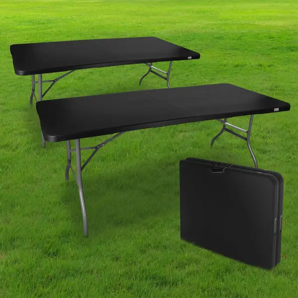 Lot de 2 Tables Pliables 180 x 74 cm Noir - SkyLantern.fr