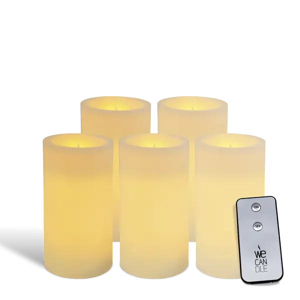 Pack Pilier LED standard ivoire 7x15cm récepteur x5 - WeCandle