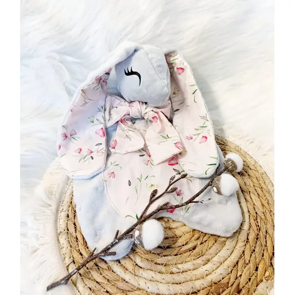Doudou petit lapin gris clair
