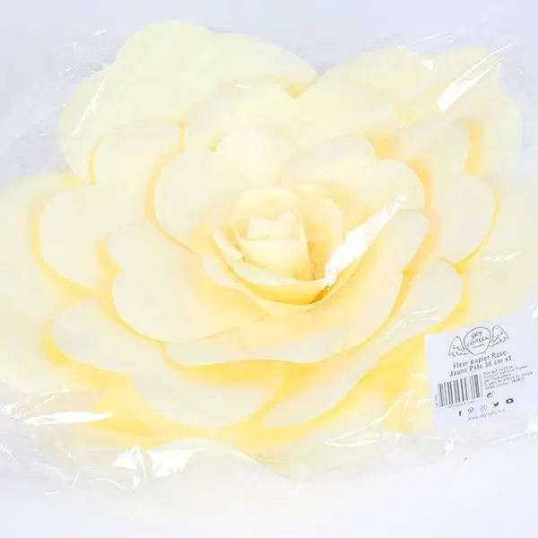 Fleur En Papier Rose Jaune Pâle 30 cm - SkyLantern.fr