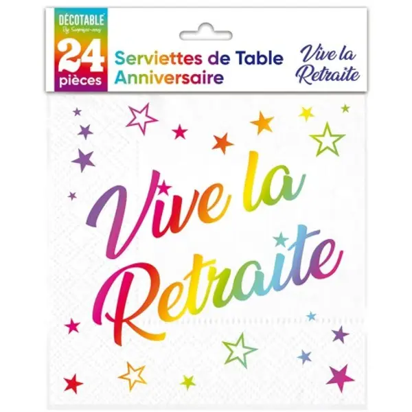24 serviettes retraite métallisées Multicolore