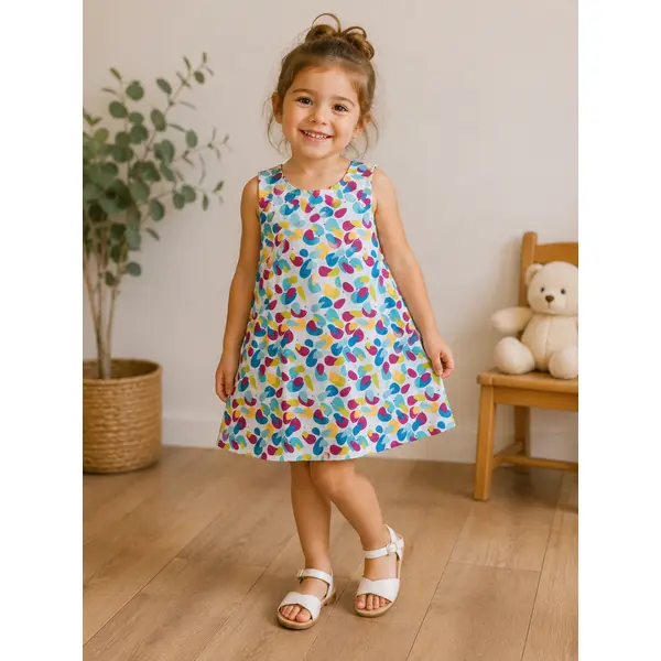 Robe chasuble 2/3 ans aux très jolis motifs oiseaux et petits coeurs