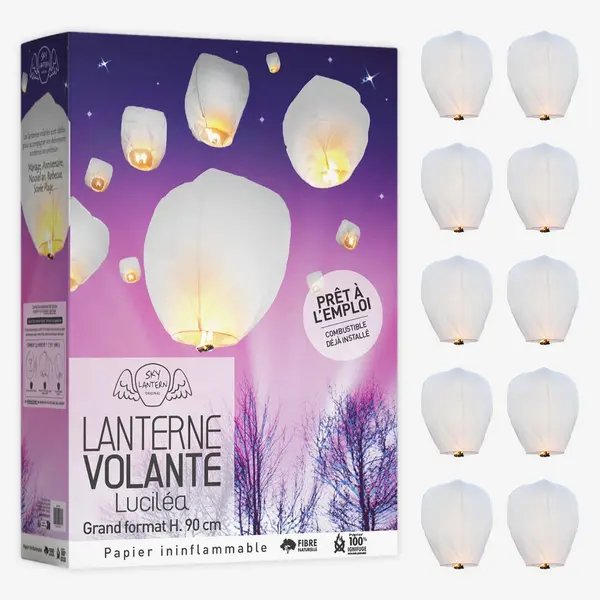 Lanterne Volante Blanc x10 - SkyLantern.fr