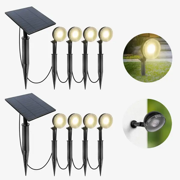 Spot LED Extérieur x8 avec panneau solaire inclus