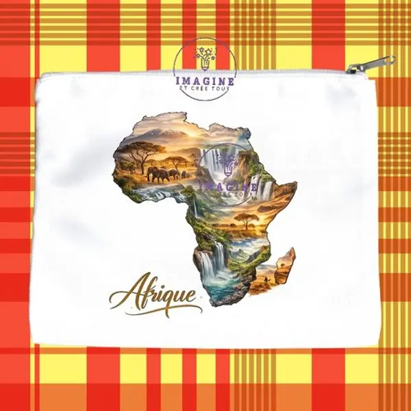 Trousse l - maquillage - sublimation - impression infusible ink - afrique - continent - ethnique - baobab