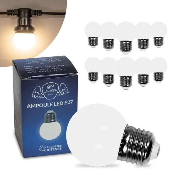 Lot 10 ampoules pour guirlandes guinguettes led e27 pas cher