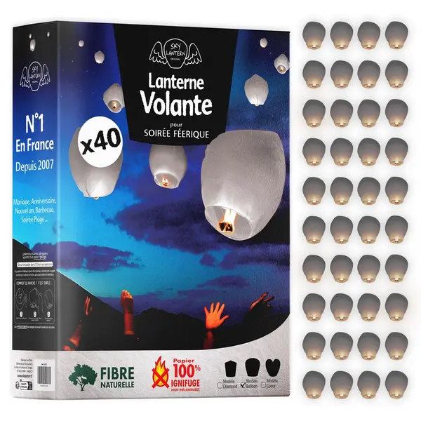 Pack Lanternes Asiatiques Gris X40 - Skylantern.Fr