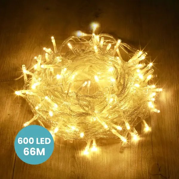 Guirlande Lumineuse Blanc Chaud 66M Câble Transparent pas cher