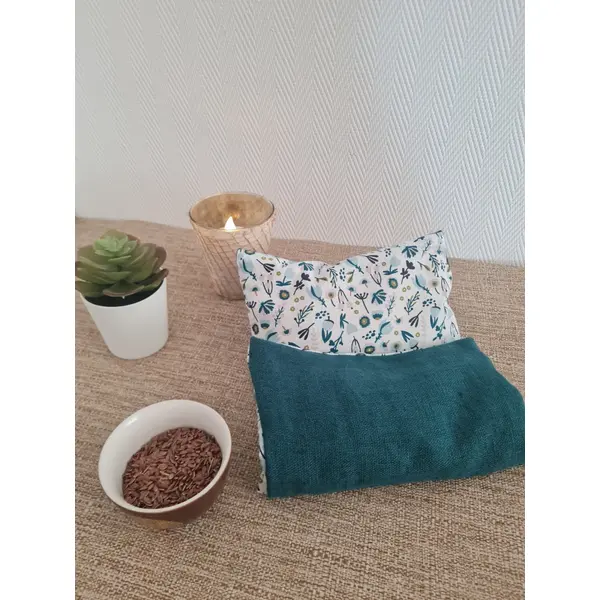 Bouillotte sèche déhoussable fleurs bleues