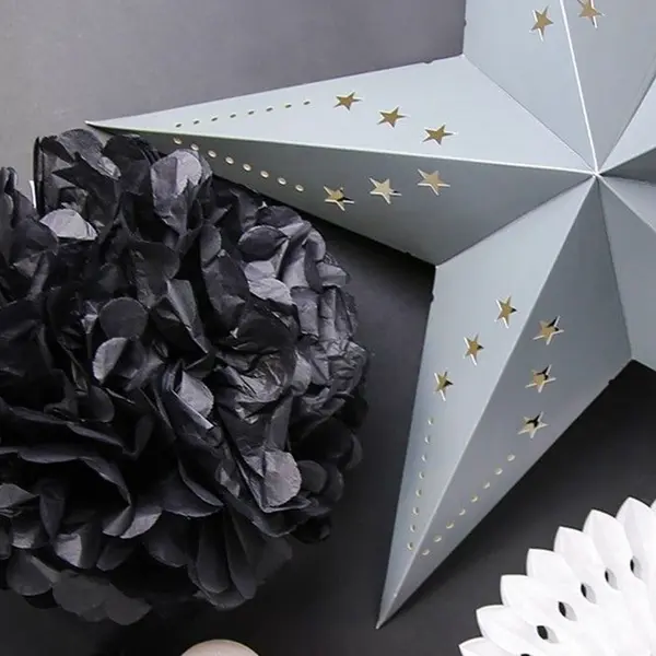 Pompon Papier Mariage Noir 40 cm x2 - SkyLantern.fr